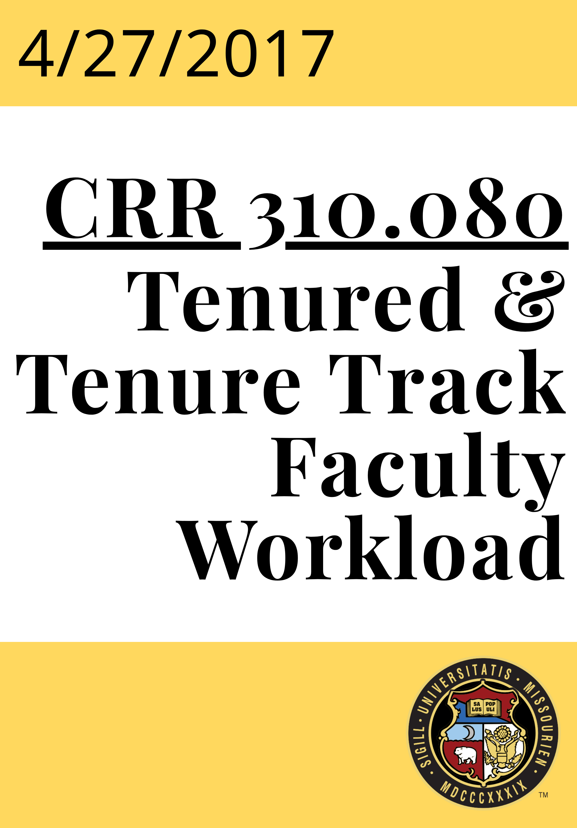 CRR 310.080 Tenured and Tenure Track Faculty Workload