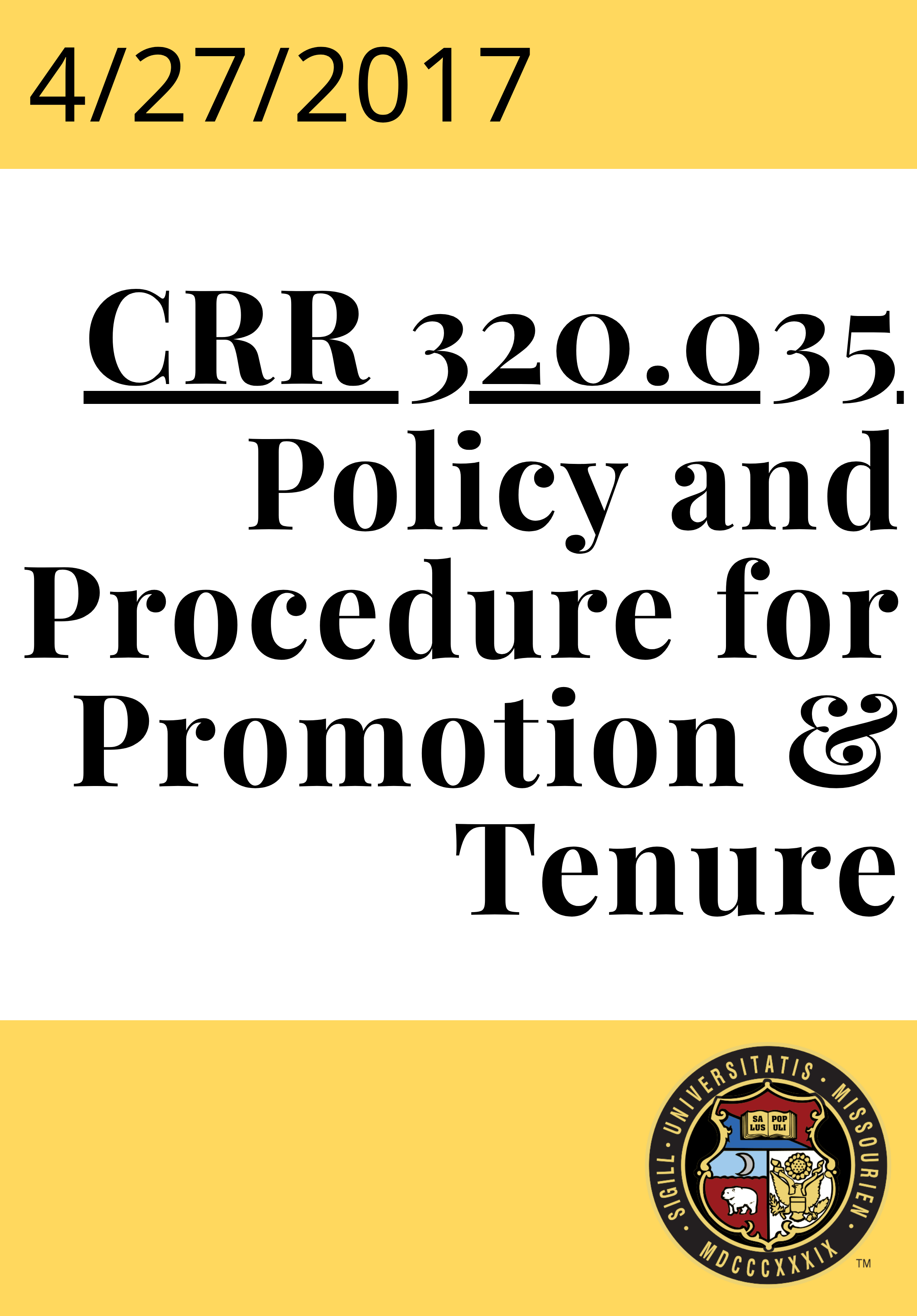 CRR 320.035 Policy and Procedure for Promotion and Tenure