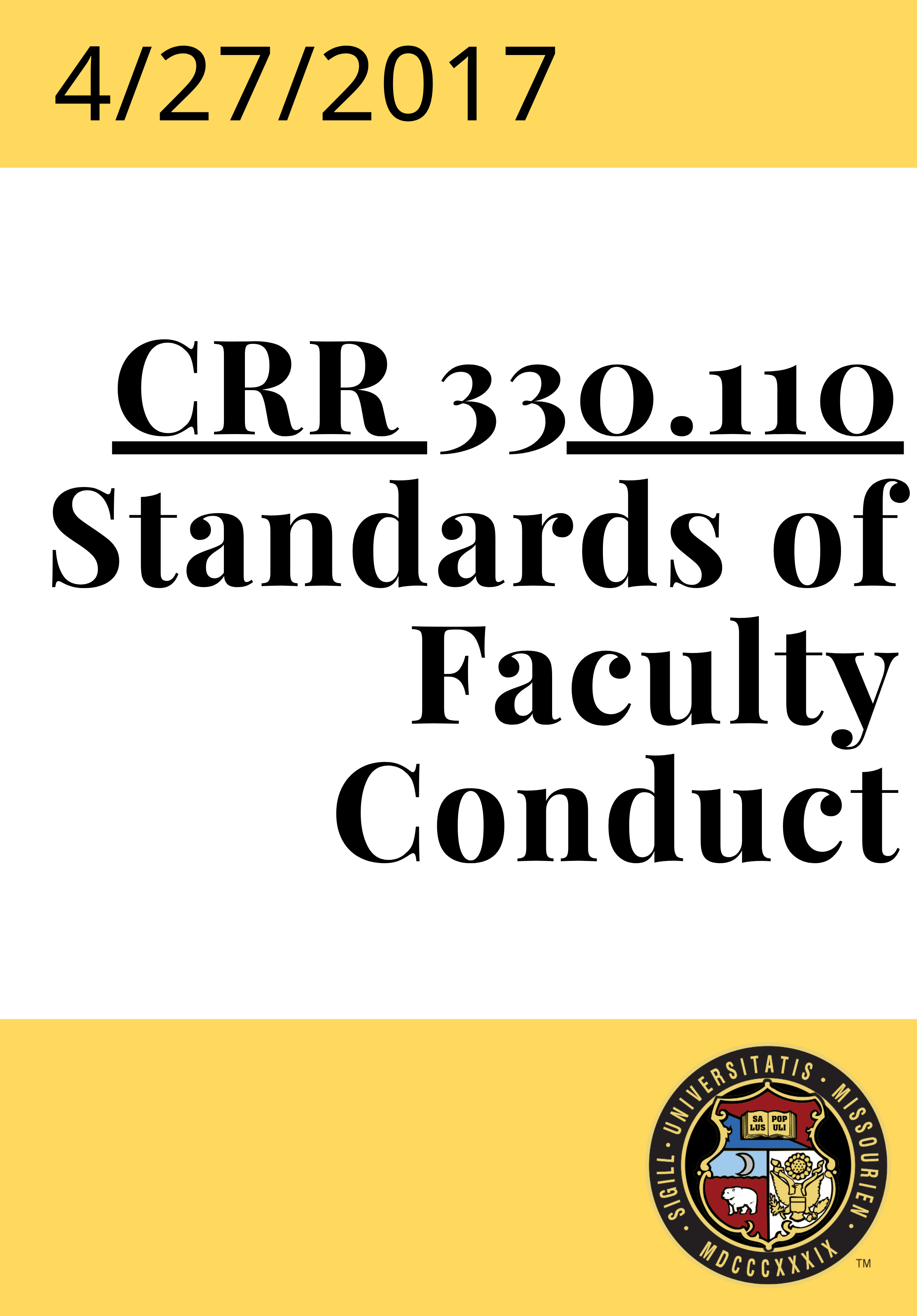 CRR 330.110 Standards of Faculty Conduct